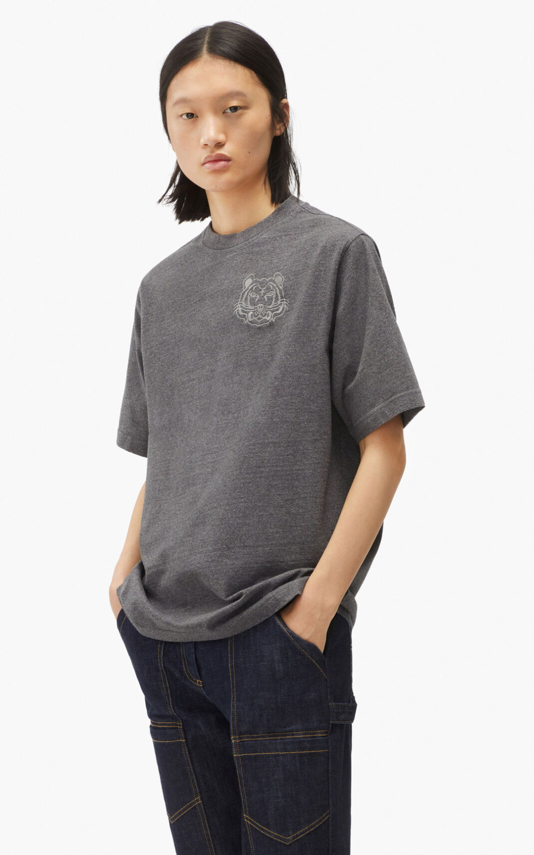 Camisetas Kenzo RE/relaxed casual Mujer Gris Oscuro DXE417856